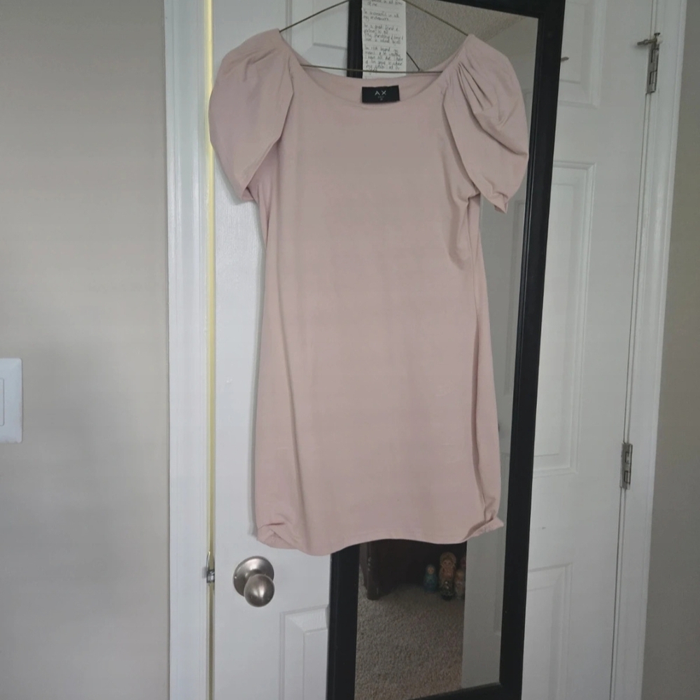 F&F Pink Sheath Dress with Puff Cap Sleeves